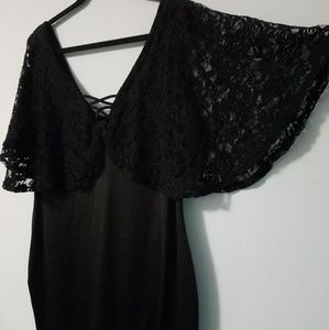Sexy Love Kiss lace capelet bodycon dress, XXL